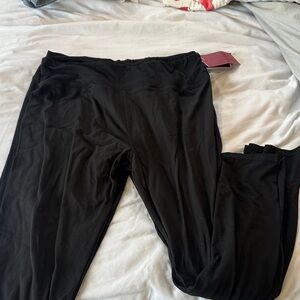 Satina Black Stretch Leggings - Solid Black-  3 pair